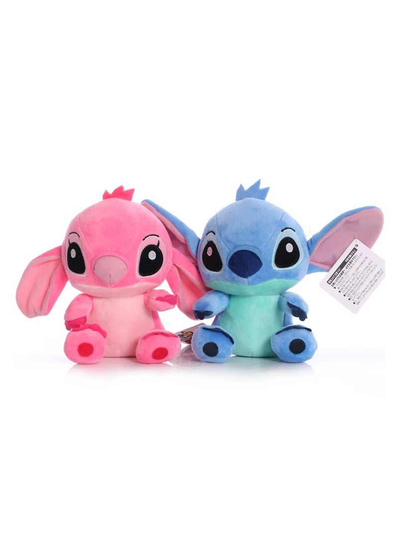 Generic 2 Disney Cartoon Stitch Plush Dolls, Size 16Cm, Pink, Blue  - Image 1