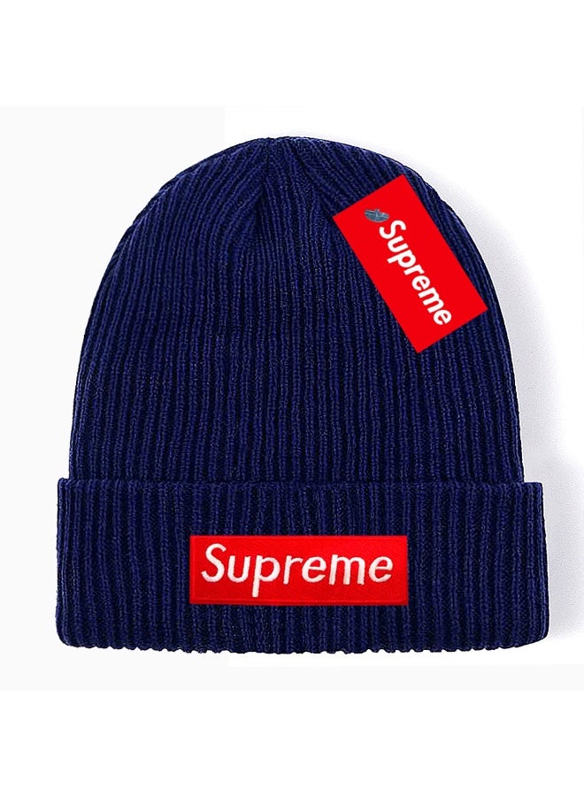 Supreme FW22 Box Logo Ribbed Knit Beanie - Navy Blue