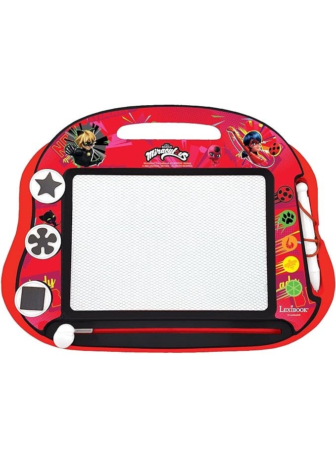 ميراكيولس Magic Magnetic Drawing Board -Miraculous Ladybug Cat Noir, Multicolor , Artistic Creative Toy for Girls and Boys, Stylus Pen and Stamps, Red/Black - Image 2