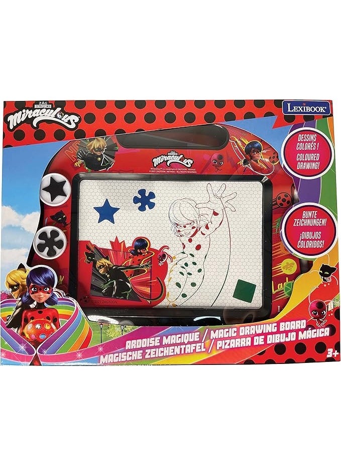 ميراكيولس Magic Magnetic Drawing Board -Miraculous Ladybug Cat Noir, Multicolor , Artistic Creative Toy for Girls and Boys, Stylus Pen and Stamps, Red/Black - Image 3