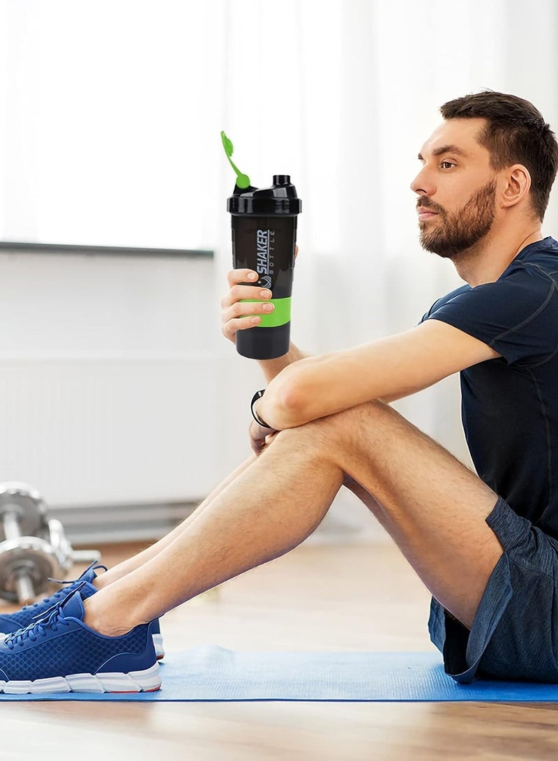 شيكر بوتل زجاجة لخفق مشروبات البروتين مانعة للتسرب  مصنوعة من البلاستيك خالي من BPA، سعة الشيكر  500 ملليلتر - Image 5