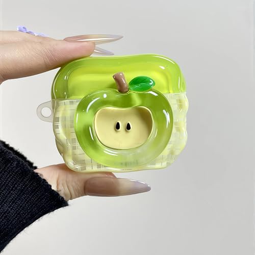 SGVAHY for AirPods Pro 3 Case with Keychain Cute 3D Green Apple Pattern Design Soft Silicone Cover for Women Girls Anti-Fall Shockproof Protective Case for AirPods Pro 3rd Generation - Image 3
