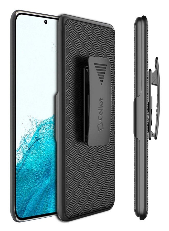 cellet HLSAMS22 - Cellet Galaxy S22 Holster, Heavy Duty Holster Phone Case with Built-in Kick-Stand and Spring Belt Clip Compatible with Samsung Galaxy S22 - Image 1