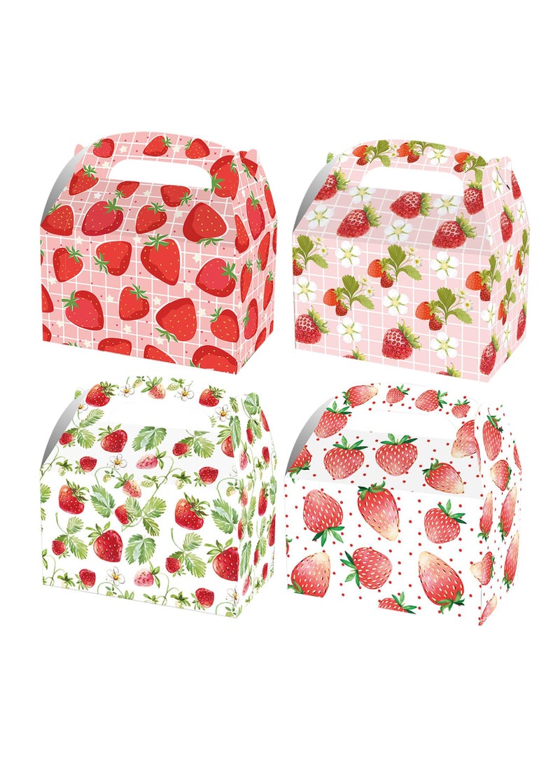 Excefore Party Favour Boxes, 24 Pack Strawberry Party Cardboard Treat Box, for Summer Birthday Treat Favor Boxes, Cookie Boxes Theme, for Strawberry Theme Birthday Baby Shower Supplies (2 styles) - Image 1