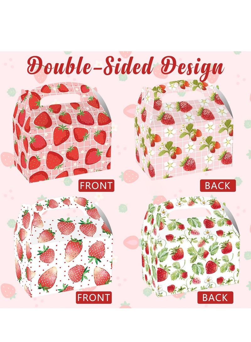 Excefore Party Favour Boxes, 24 Pack Strawberry Party Cardboard Treat Box, for Summer Birthday Treat Favor Boxes, Cookie Boxes Theme, for Strawberry Theme Birthday Baby Shower Supplies (2 styles) - Image 5