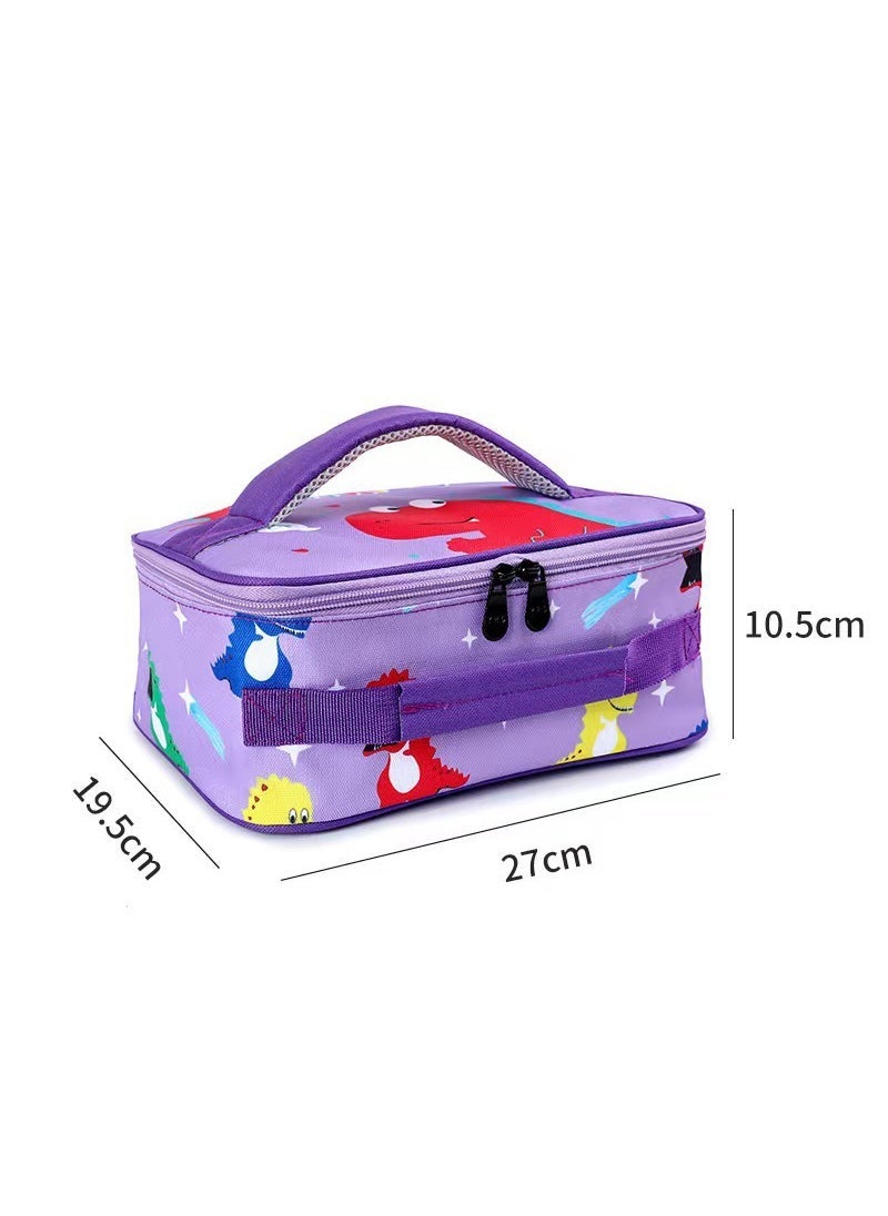 Generic Kids Insulated Lunch Bag for School Picnics Purple cute dinosaur 
