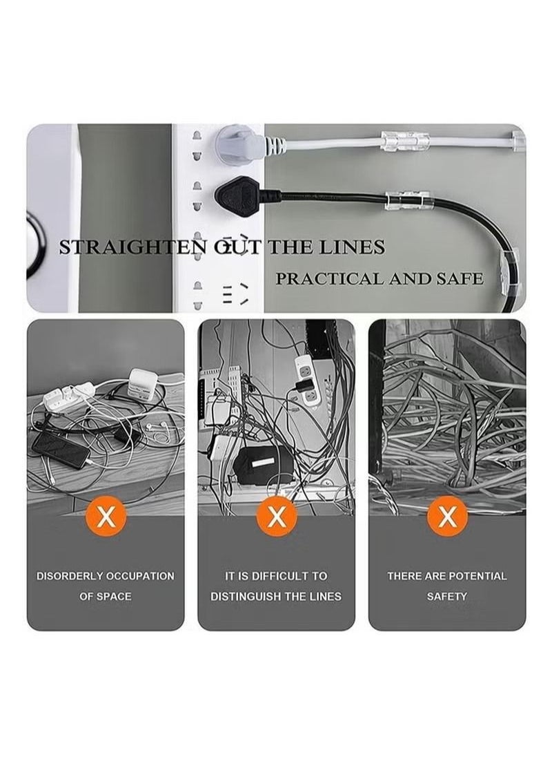 Generic 100 Pieces Clear Self-Adhesive Cable Clips Cable Organizer for 6-8 MM Cable Wire Clamp Sticky Clear Cable Clip Management Organizer Drop Wire Holder for TV PC Cable Desktop Home Office  - Image 5