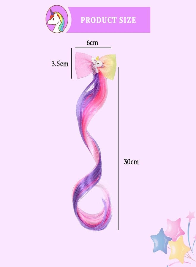 SYGA Children's Cute Cartoon Pony Unicorn Bow Hair Extensions For Girls three colors Hairpin Wig Headdress Colorful Wig(Multi-06) - Image 4