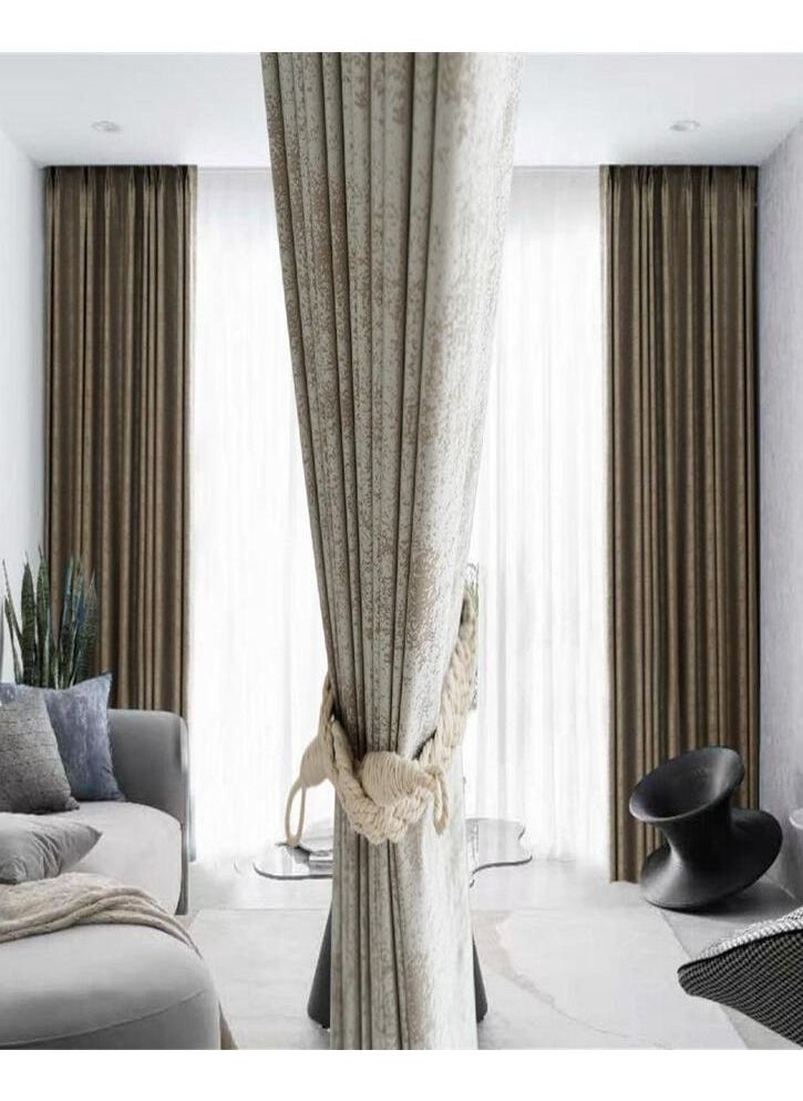 Generic - 2 Panels Blackout Curtains for Bedroom Insulation Noise Reduce Heat Brown - Image 1