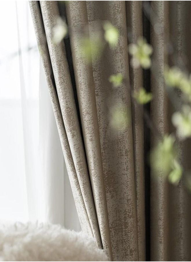 Generic - 2 Panels Blackout Curtains for Bedroom Insulation Noise Reduce Heat Brown - Image 1