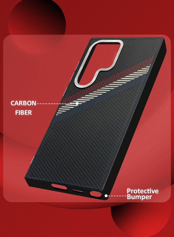 CATANES [for Samsung Galaxy S24 Ultra] Case Cover Carbon Fiber Pattern Phone Case Slim Shockproof Back Cover - Image 2