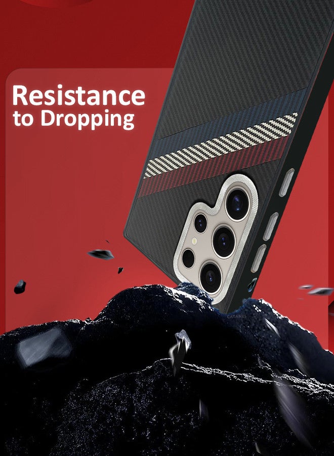 CATANES [for Samsung Galaxy S24 Ultra] Case Cover Carbon Fiber Pattern Phone Case Slim Shockproof Back Cover - Image 3