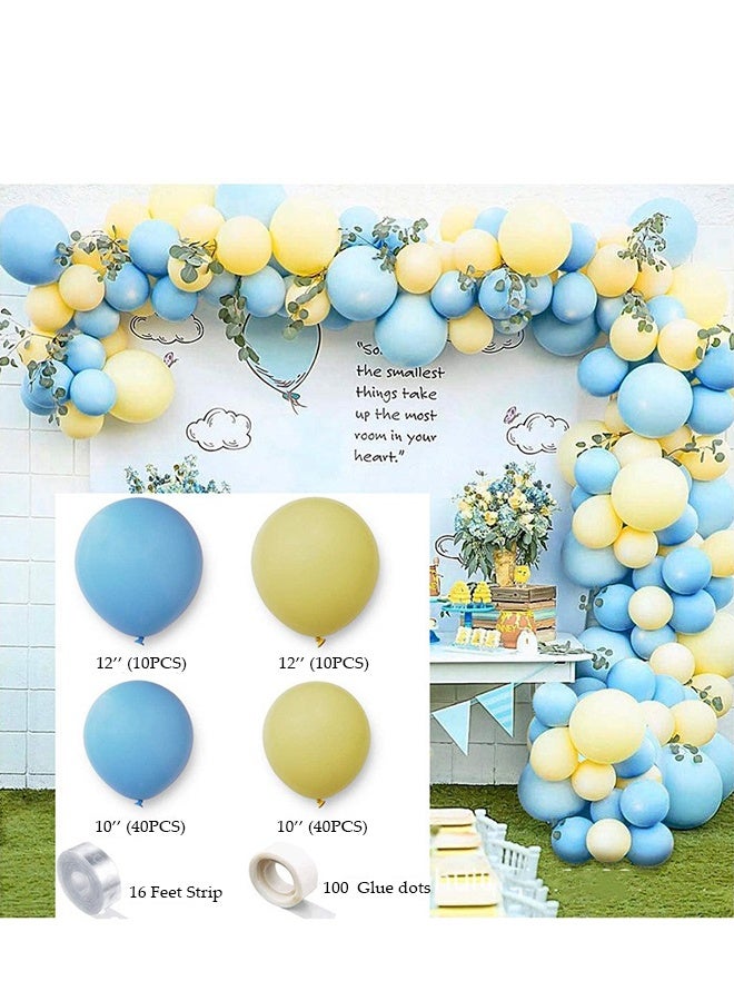 DUNISO طقم قوس بالونات 102 قطعة، مجموعة بالونات لاتكس زرقاء وصفراء لتزيين خلفيات حفلات الزفاف وأعياد الميلاد وحفلات افتتاح المدارس - Image 5