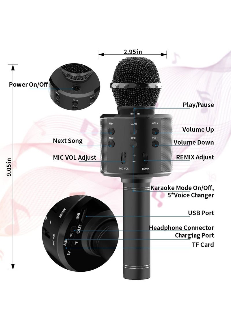 Wireless Bluetooth Karaoke Microphone,Rechargeable Kids Microphone Karaoke Machine,Professional Handheld Karaoke Mic Speaker Home KTV Kids Birthday Party - Best Gifts for Kids Adults (Black) - Image 4