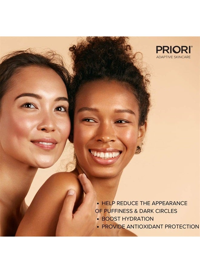 Priori Skincare Eye Serum with AHA Lactic Acid, Caffeine, Vitamin C, E, A Firming, De-puffing Eye Gel for Dark Circles and Wrinkles Fragrance Free Dermatologist Tested 0.5 fl oz - Image 2