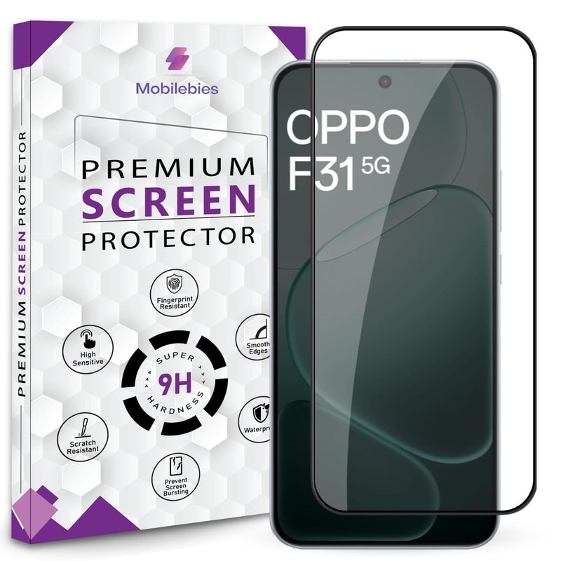 Mobilebies Premium Tempered Glass Screen Protector Guard For Oppo F31 5G (6.57 Inch, Pack of 1) | Edge to Edge Coverage With Easy to installation kit - Image 1