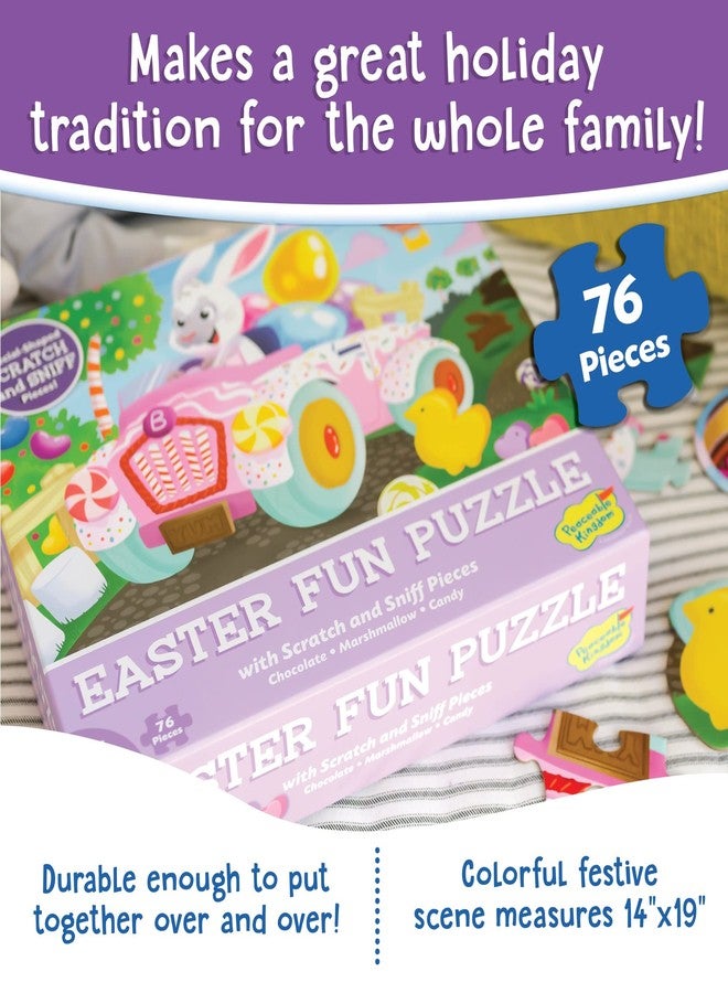 Peaceable Kingdom, Easter Bunny Scratch and Sniff Jigsaw Puzzle, Scented Candy Aroma, Visual Recognition, Problem Solving, Kids Ages 5+, 76 Pieces, Classroom Use, Easter Holiday Puzzle - Image 3