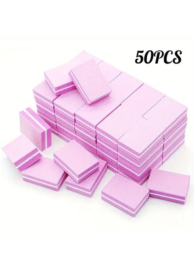 Rose Red 50Pcs Mini Nail Files Buffing Sanding Blocks Manicure Pedicure Tools - Image 1