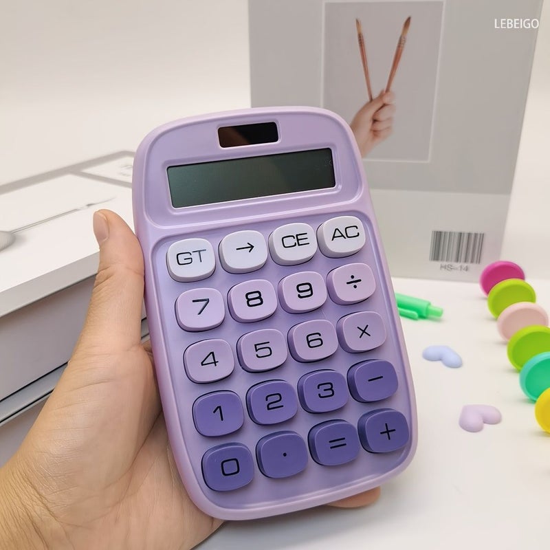 Green Portable Desktop Calculator Solar Battery Dual Power Compact Office School - Image 2