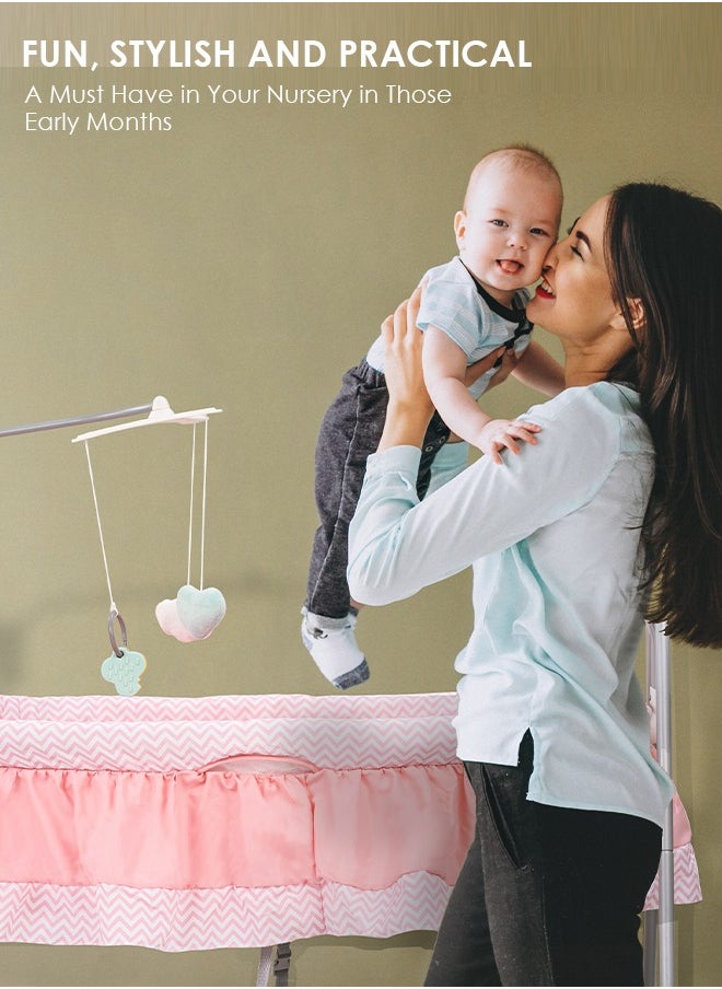 Generic Wanda Electric Swing Cradle for Baby Automatic Swing Baby Cradle with Mosquito Net Remote Toy Bar Music Baby Swing Cradle for Baby 0 to 2 Years Boys Pink  - Image 2