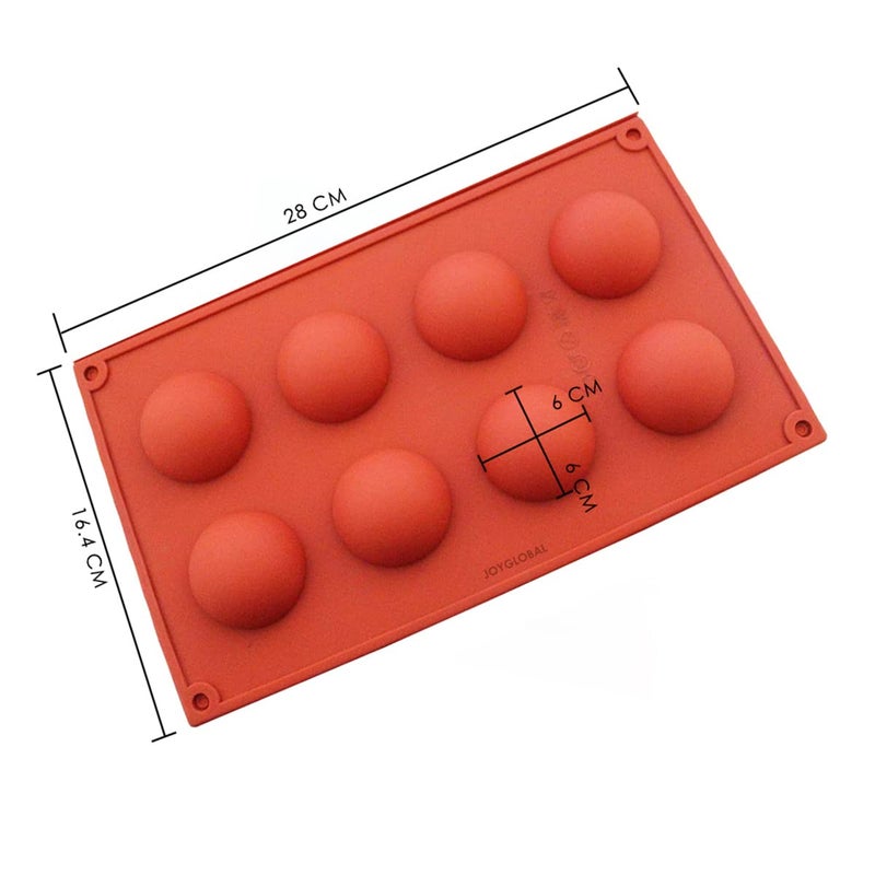 JoyGlobal Silicone 8 Cavity Half Circle Half Sphere Half Round Baking Chocolate Dessert All Purpose Mould 50 Grams - Image 2