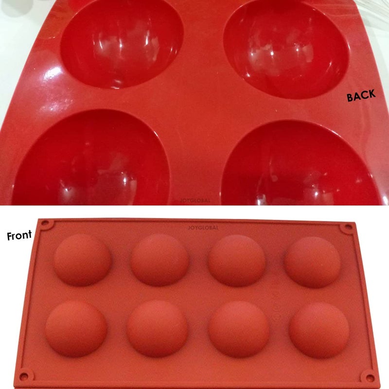 JoyGlobal Silicone 8 Cavity Half Circle Half Sphere Half Round Baking Chocolate Dessert All Purpose Mould 50 Grams - Image 3