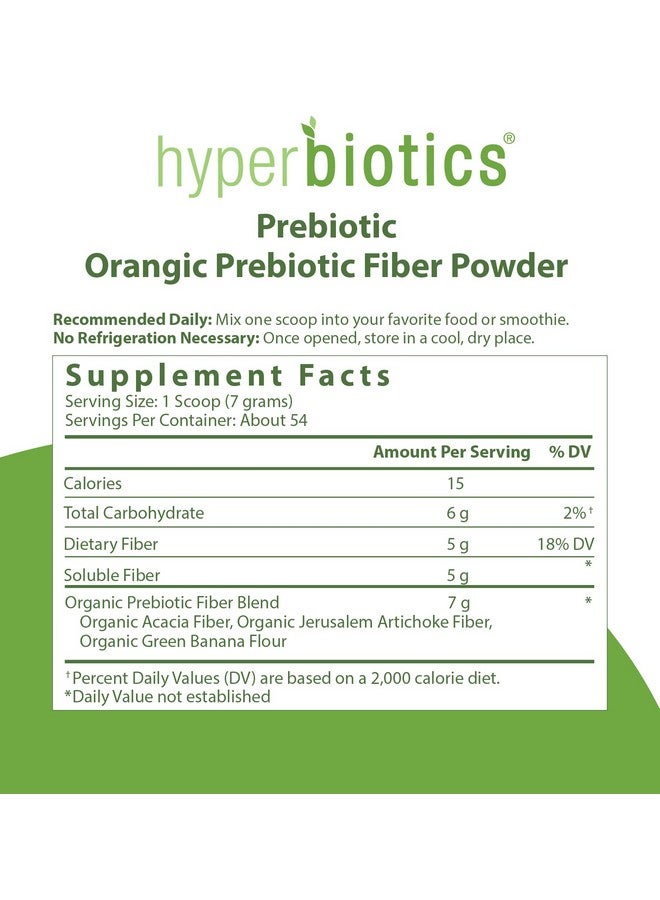 Hyperbiotics Vegan Organic Prebiotic Powder; 13.23Oz 54 Servings; Unflavored Fiber Supplement; Supports Healthy Digestion & Growth Of Beneficial Bacteria; Jerusalem Artichoke And Acacia - Image 3