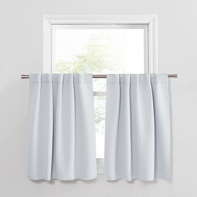 36 INCHES CURTAIN VALANCES ROD POCKET WINDOW COVERING LIGHT FILTERING AND PRIVACY PROTECTION TIERS FOR HOME DECORATION 42 X 36 INCHES GREYISH WHITE SET OF 2