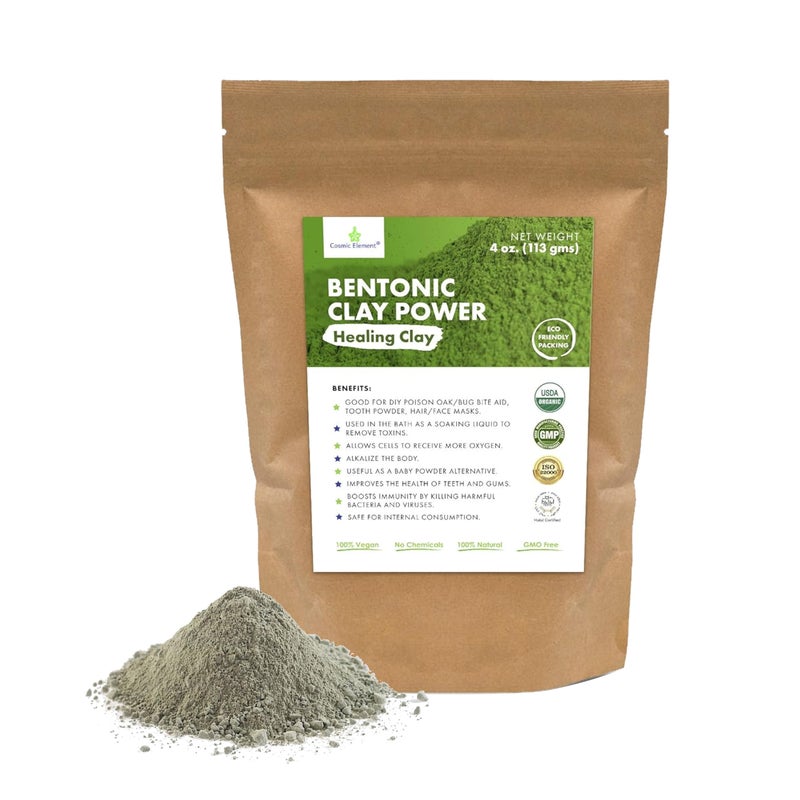 Cosmic Element 100% Pure Calcium Bentonite Clay Powder - Bentonite Clay Food Grade, Vegan, Healing Clay | Skin Care Detox - Deep Pore Cleansing Face & Body Mask for Soft, Smooth, Refreshed Skin | 4 oz - Image 1