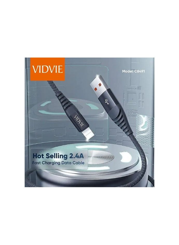 Vidvie Vidvie CB491i Lightning Data Cable 2.4A - 120CM - Black  - Image 2