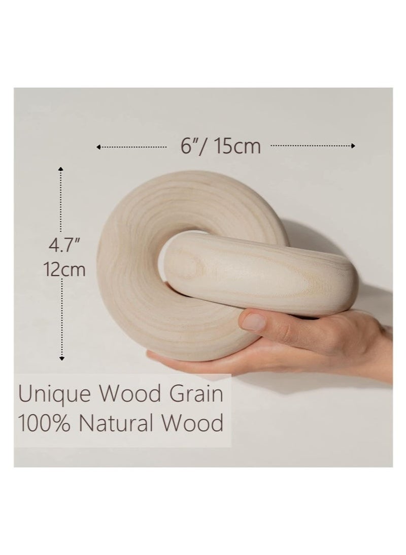 كيلا ديكور طاولة قهوة مكون من قطعتين مع سلسلة عقدة قابلة للعرض لغرفة المعيشة، ديكورات منزلية عصرية وحديثة، ديكور من الخشب الطبيعي المنحوت يدويًا لغرفة النوم والمزرعة - Image 4