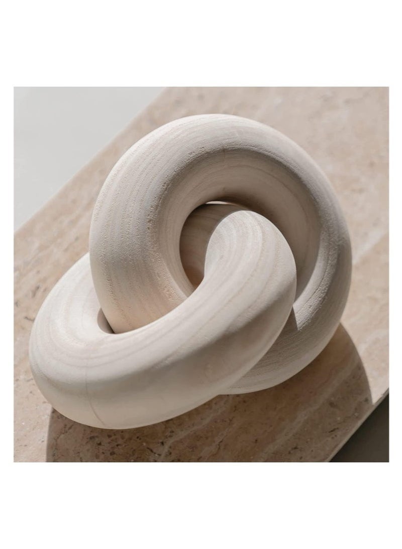 كيلا ديكور طاولة قهوة مكون من قطعتين مع سلسلة عقدة قابلة للعرض لغرفة المعيشة، ديكورات منزلية عصرية وحديثة، ديكور من الخشب الطبيعي المنحوت يدويًا لغرفة النوم والمزرعة - Image 1