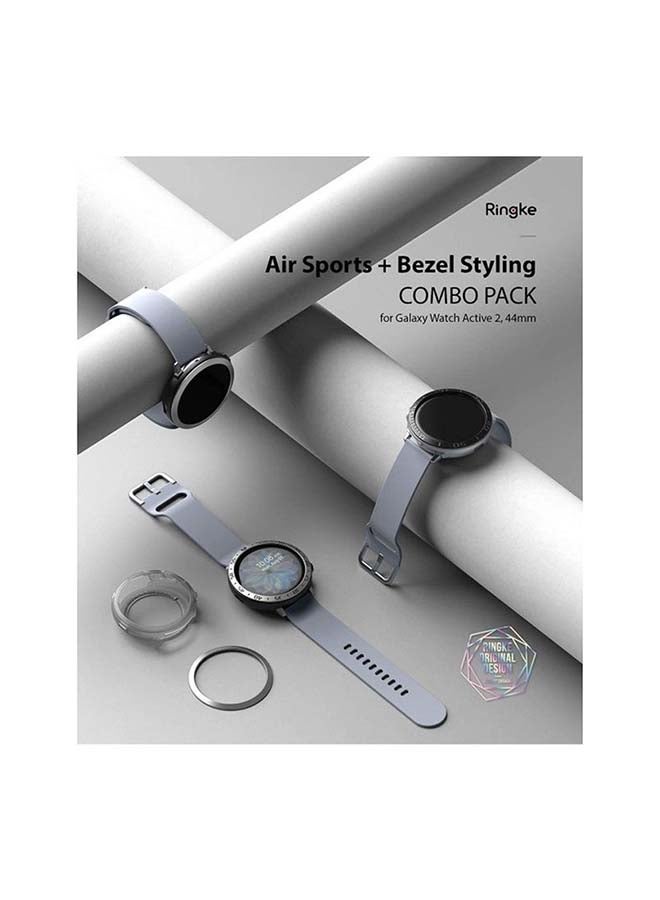 NIBEMINENT Soft TPU Case With Bezel Ring Adhesive Cover For Galaxy Watch Active 2 Matte Clear  - Image 2
