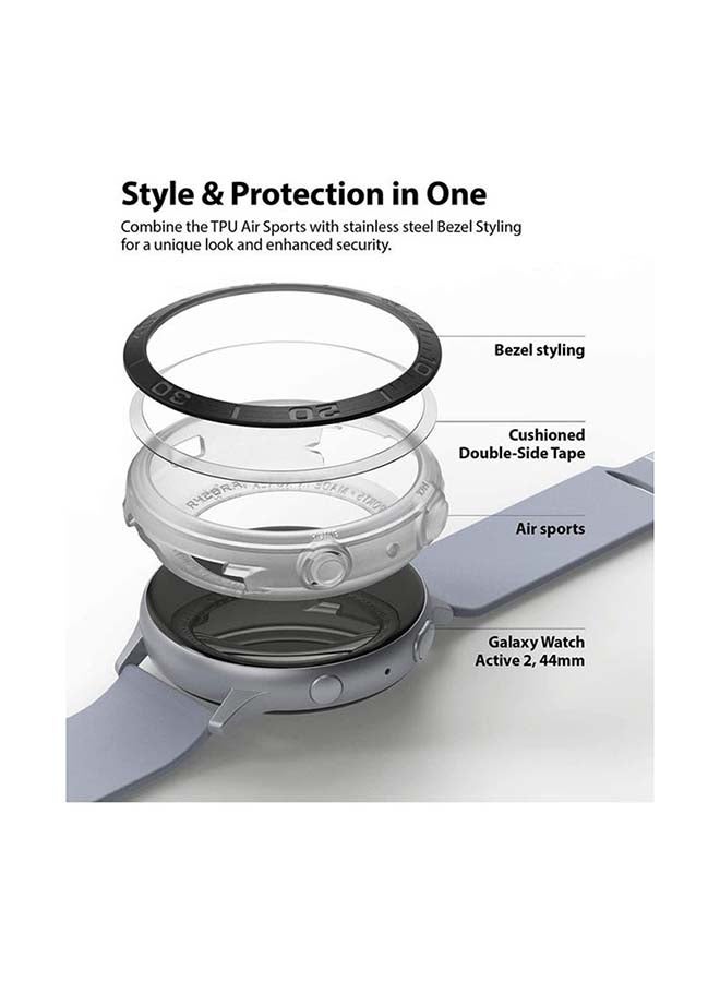 NIBEMINENT Soft TPU Case With Bezel Ring Adhesive Cover For Galaxy Watch Active 2 Matte Clear  - Image 3