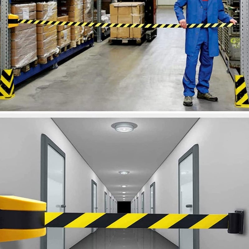 Retractable Door Barrier 5M Retractable Belt Barrier, Line Dividers for Crowds, Wall Mounted Queue Rope Barrier, Crowd Control Ribbon Retractable for Party Supplies, Stadium - Image 2