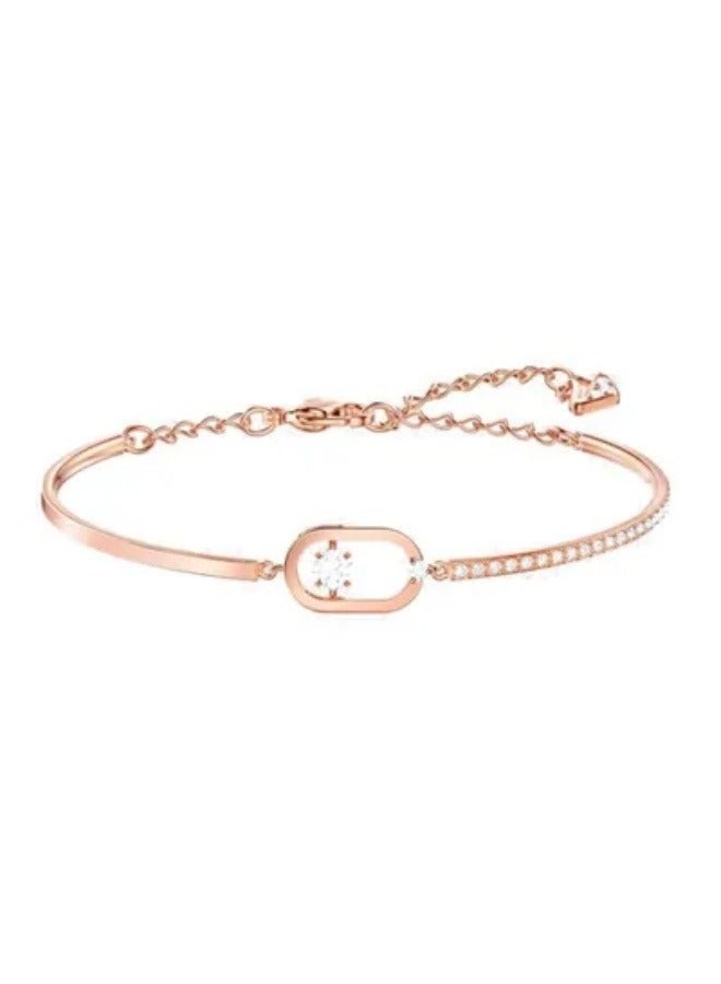 Rose Gold Plated Stone Studded Oval Pave Bracelet - Image 1