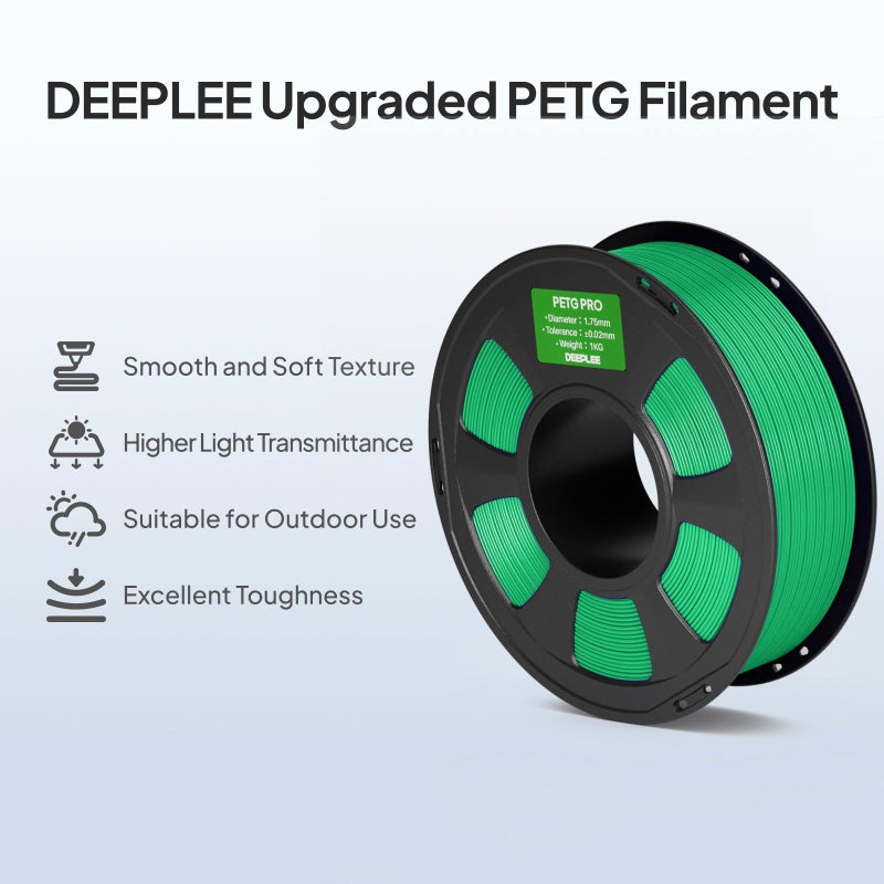 DEEPLEE PETG PRO Filament 1.75mm White 1KG, 1.75mm PETG 3D Printer Filaments Enhanced Toughness and Weather Resistance, Fit for Most FDM 3D Printers - Image 2
