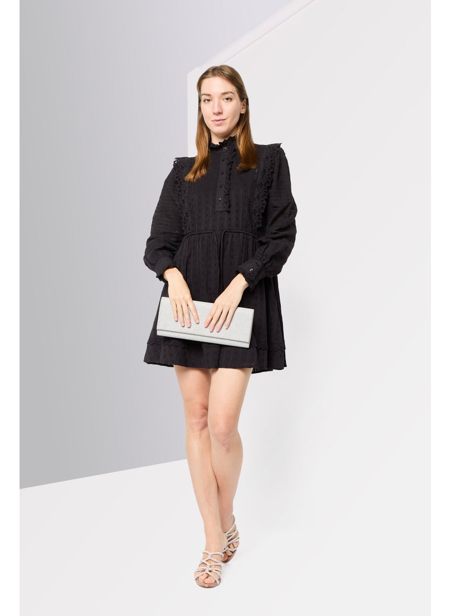 Scotch & Soda Women Textured Laced Mini Dress, Black  - Image 2