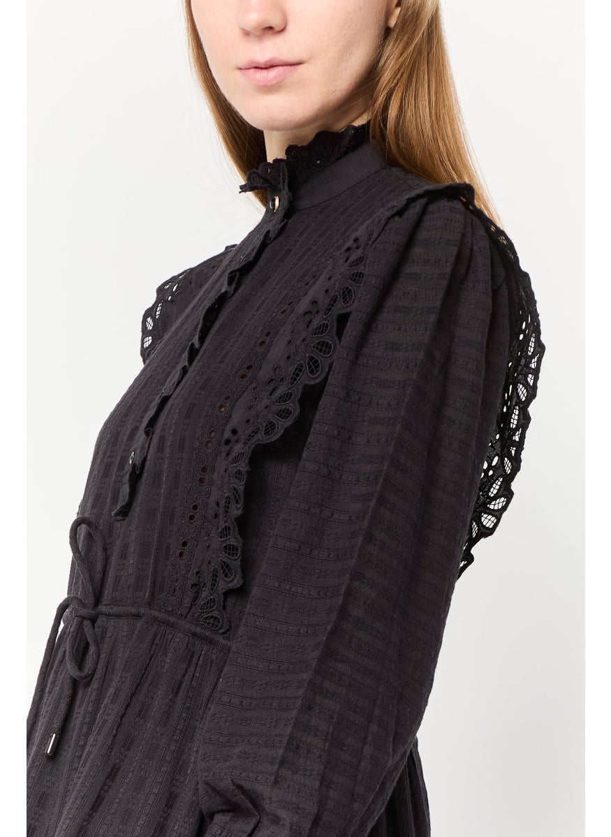 Scotch & Soda Women Textured Laced Mini Dress, Black  - Image 3