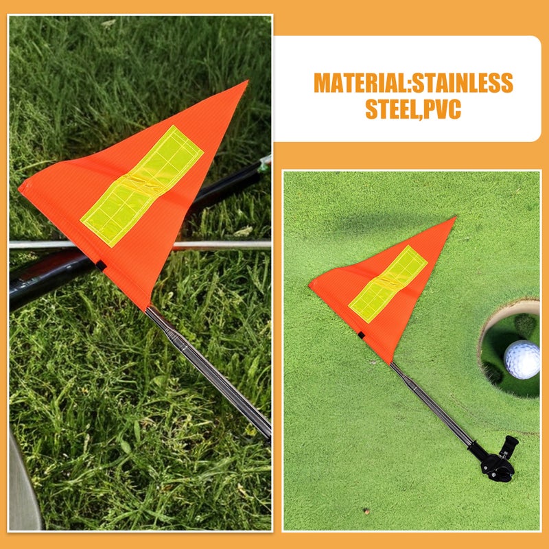 4 pcs Golf Cart Flag: Golf Cart Flag Pole - Telescopic Safety Triangle pennant With Reflective Design And Adjustable Pole - High Visibility For Wheelchairs - Image 5