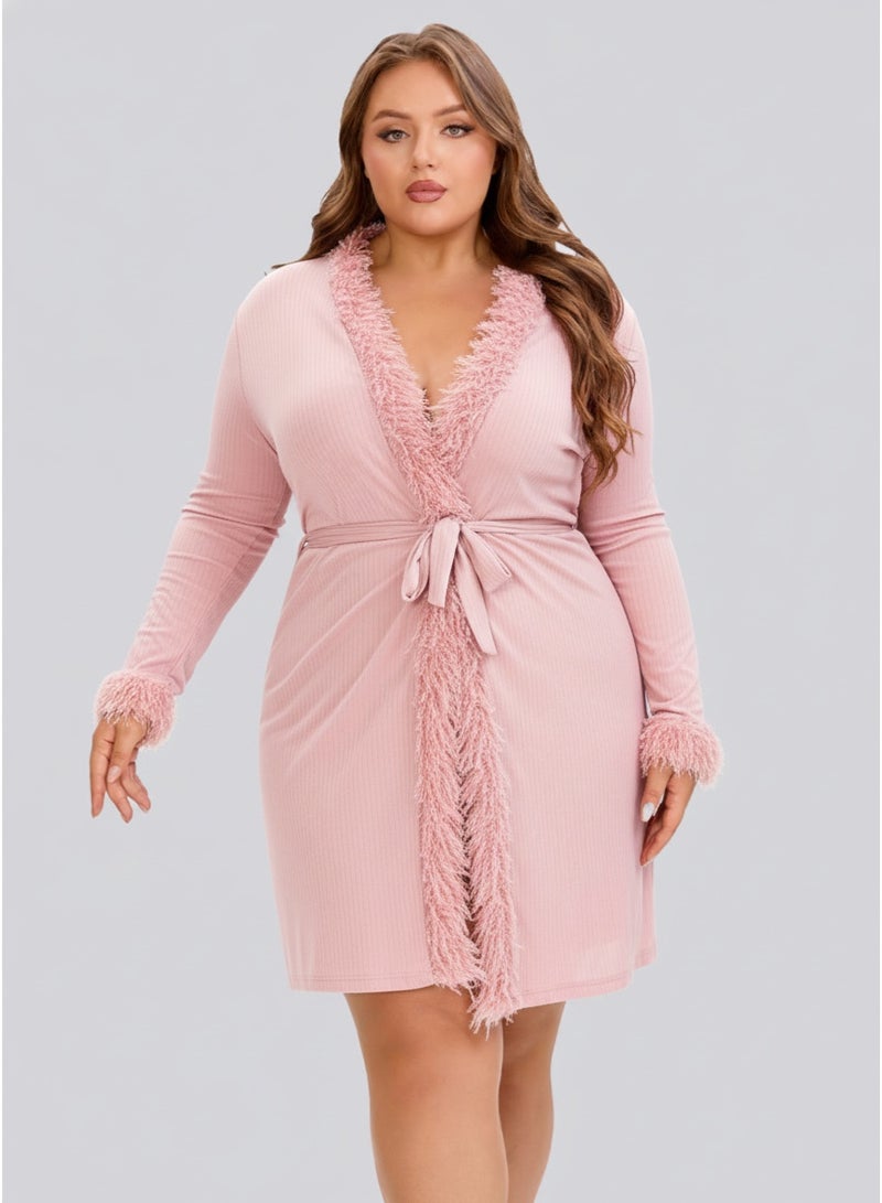 ترايو طقم ملابس نوم نسائية من فيورا باي ترايو مزين بالريش المضلع - مقاس واحد - Image 3