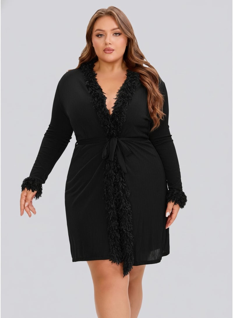 ترايو طقم ملابس نوم نسائية من فيورا باي ترايو مزين بالريش المضلع - مقاس واحد - Image 5