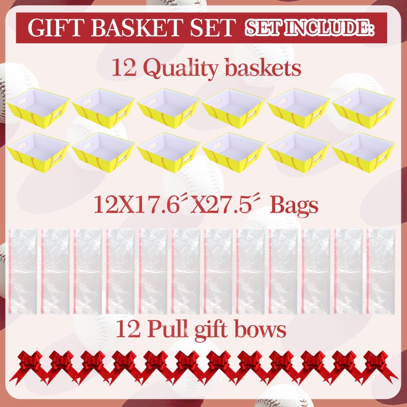 Kolewo4ever 36 Pieces 12 Pack Softball Baskets Softball Team gift Baskets 8x10inch Gift Basket Kit for Gifts Empty to Fill for Sport Party Holiday Gift Packaging - Image 3
