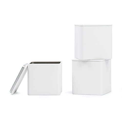Tianhui Square Tin Can Empty Cube Steel Box Storage Container kit 65mm Series for Treats, Gifts, Favors, Loose Tea, Coffee and Crafts, White, 3S - Image 1