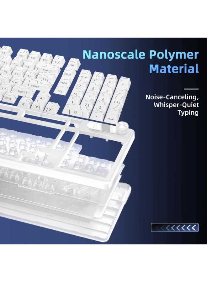 UCHUANG IP98 Big Gaming Keyboard, 95% RGB Backlit Wired Keyboard Membrane Keyboard, Side Printed Waterproof 98 Keys Quite Keyboards with Number Pad Quick Response PBT Keycaps for Windows/MacOS/Android PC Gamers - White - Image 5