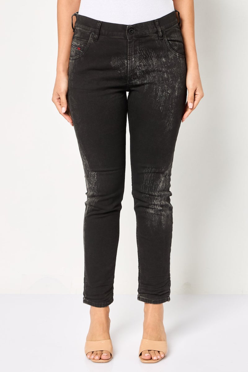 DIESEL Women Regular Fit Washed Stretchable Jeans, Black - Image 1