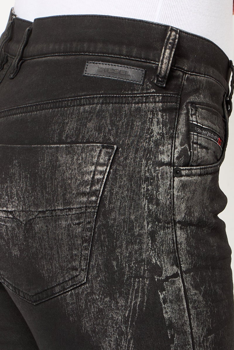 DIESEL Women Regular Fit Washed Stretchable Jeans, Black - Image 3