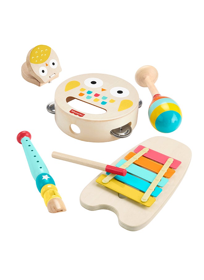 Fisher-Price ​Toddler Wooden Musical Instruments Gift Set with Toy Animals, 6 Wood Pieces for Kids Ages 2+ Years  - Image 1