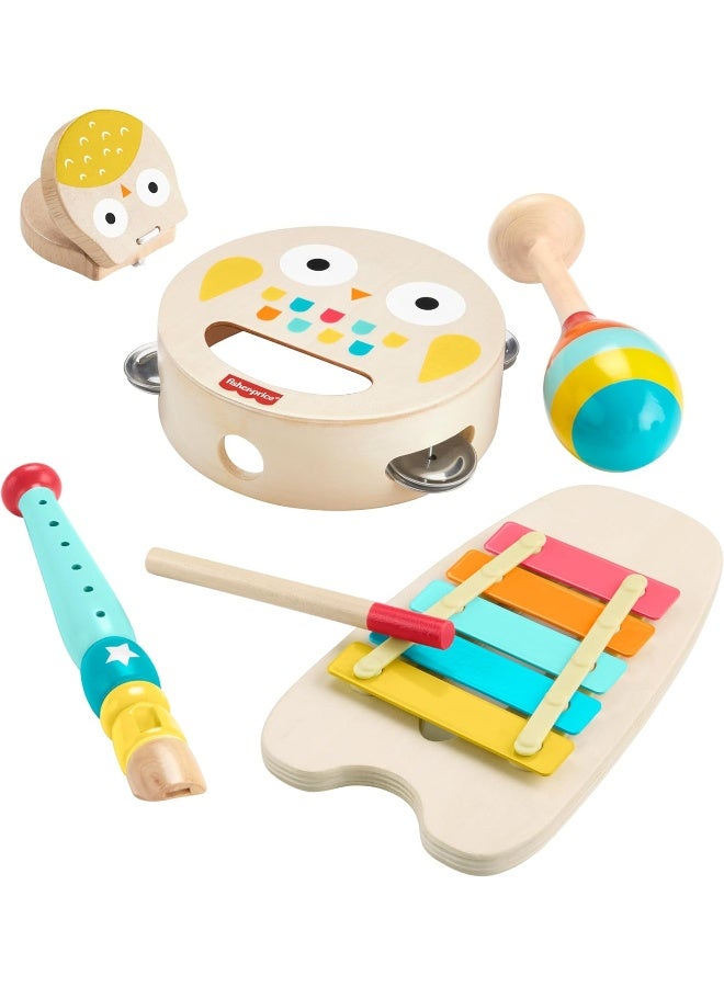 Fisher-Price ​Toddler Wooden Musical Instruments Gift Set With Toy Animals, 6 Wood Pieces For Kids Ages 2+ Years  - Image 1