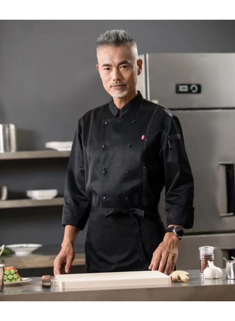 PINKSAMA Chef Uniform Suitable For Hotel Western Restaurant Apron Suit Long Sleeves - Image 3